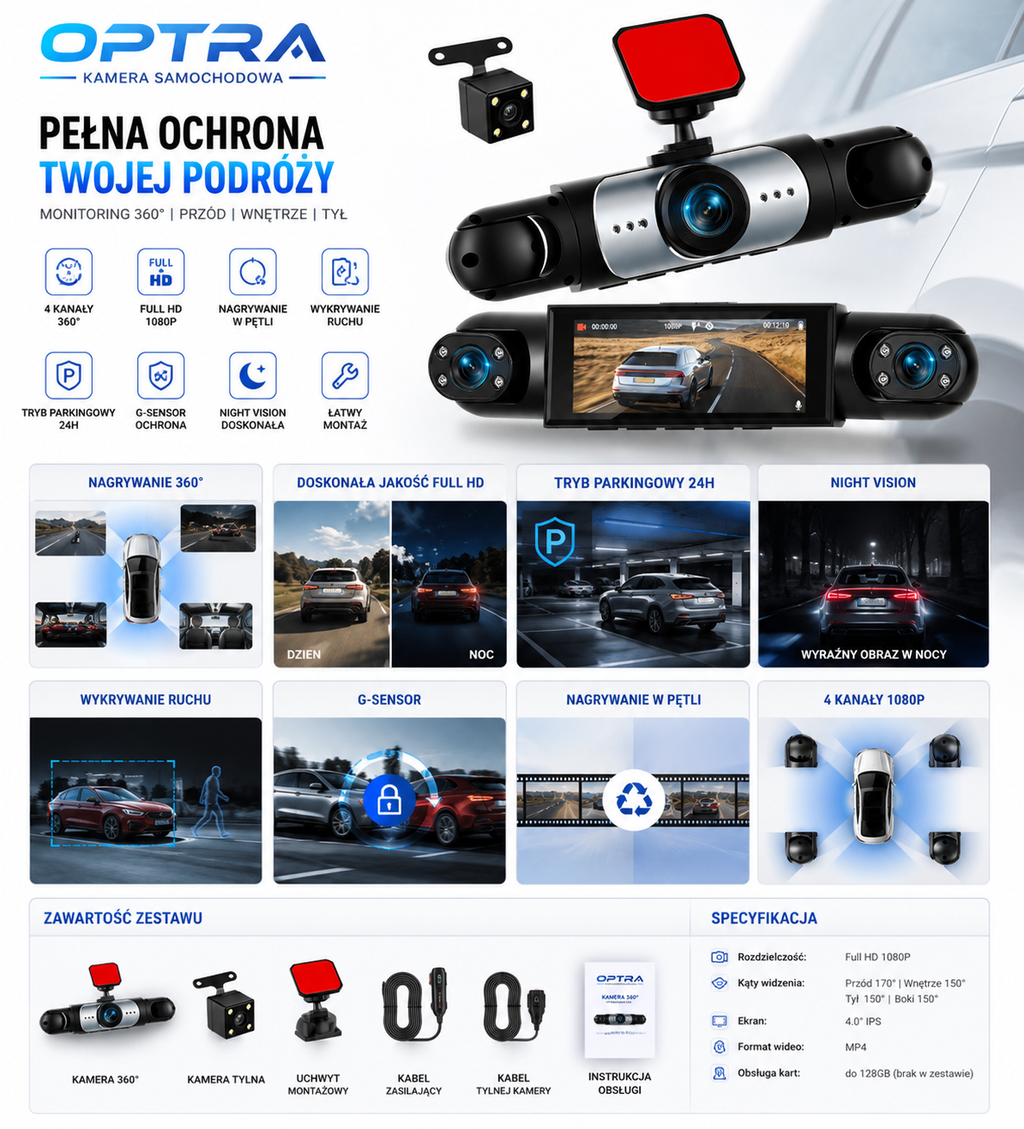Kamera Samochodowa 360° Autrec — 4 Obiektywy