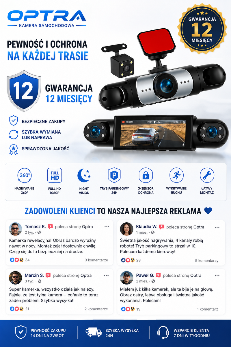 Kamera Samochodowa 360° Autrec — widok z boku