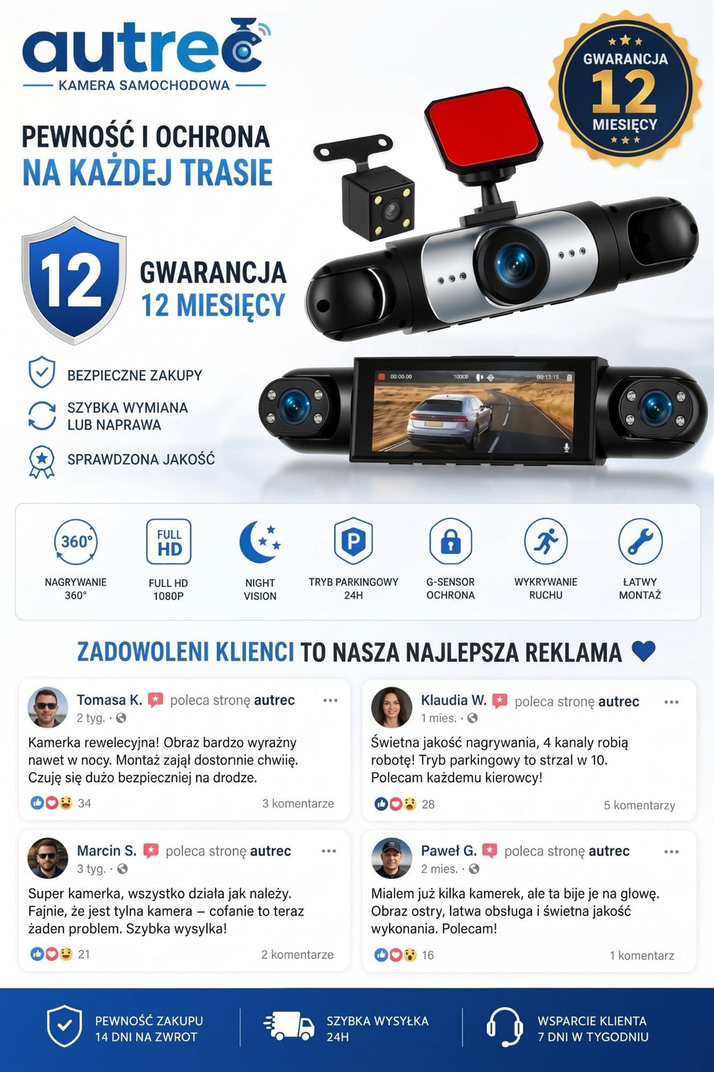 Kamera Samochodowa 360° Autrec - Gwarancja i Opinie
